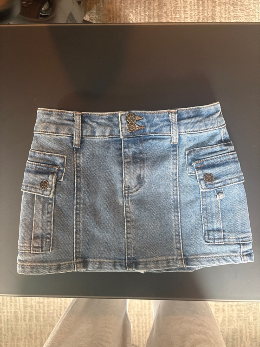 Tractr Light Blue Denim Cargo Skirt